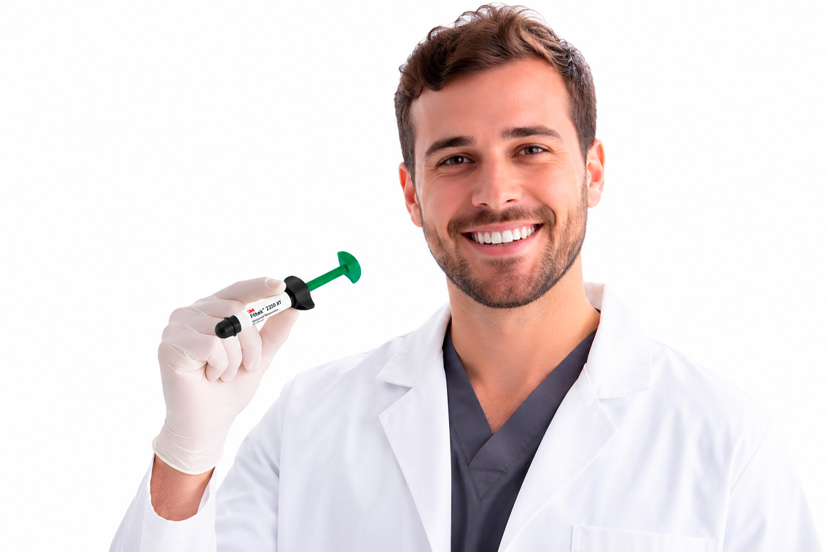 Odontólogo usando productos Solventum