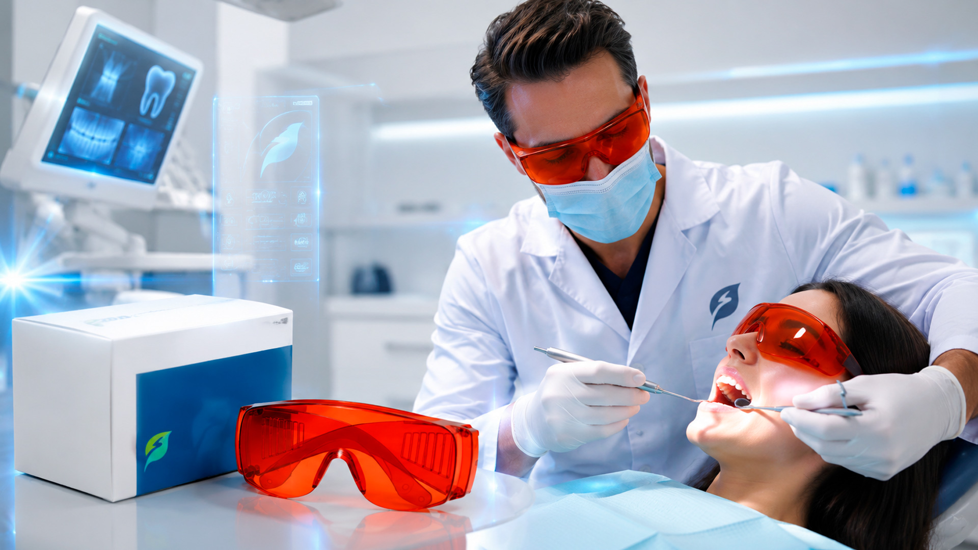 Odontólogo usando productos Cotisen